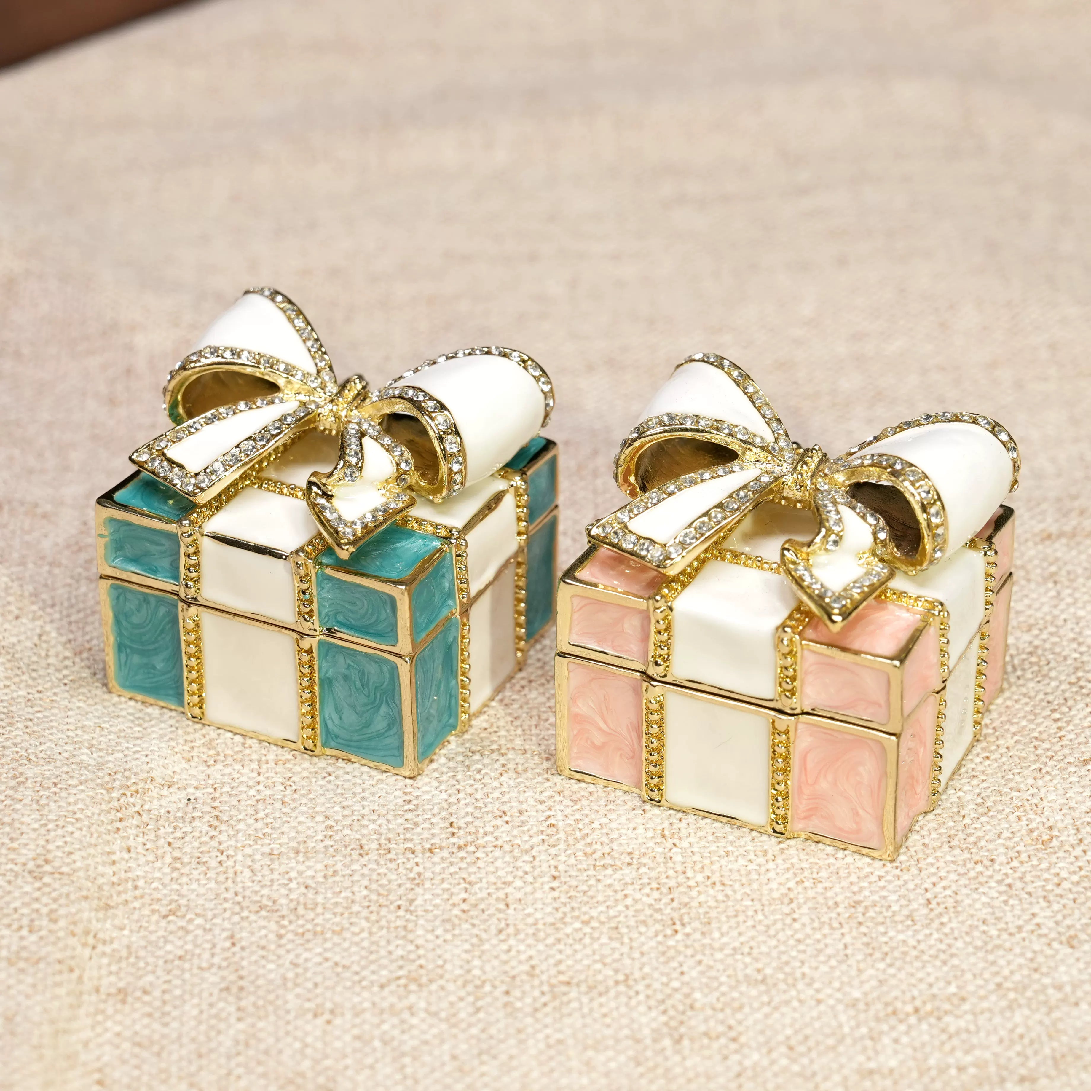 Gift Box-Shaped Enamel Jewelry Box Lolita Decor Gift Large