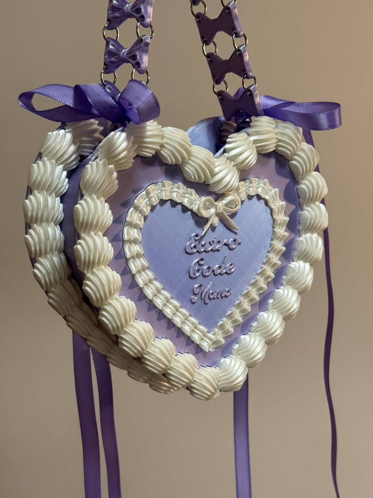 Heart Cake 3D Printed PLA Resin Handbag Crossbody Bag