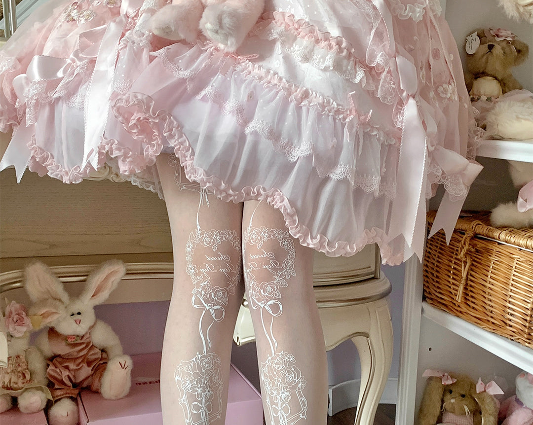 Lolita Rose Print Vintage Lace Elegant Tights