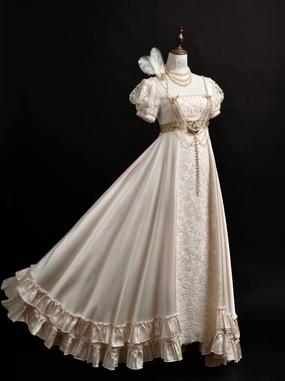 Austen Angel Wings Lolita Embossed Lace Satin Empire Dress