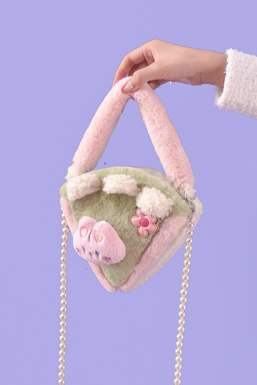 Matcha Cake Kawaii Plush Mini Storage Crossbody Bag