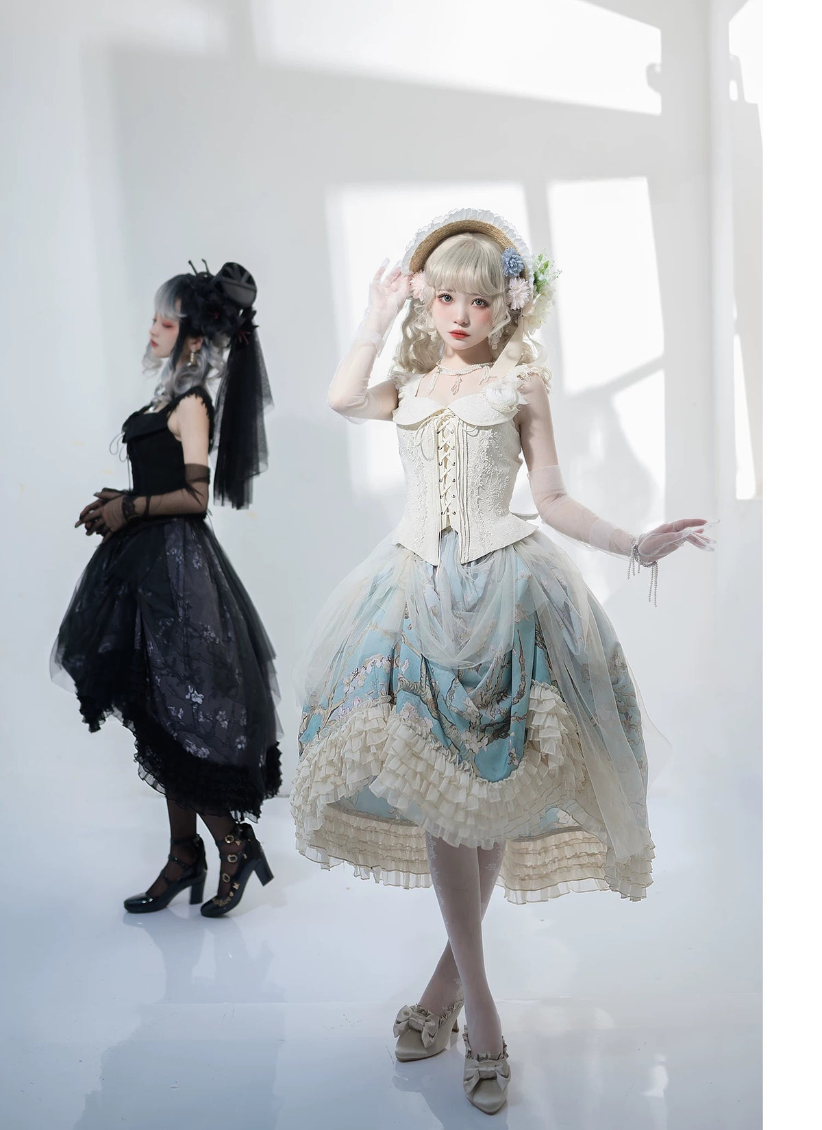 Van Gogh Almond Blossom Vintage Strapless Organza Dress / Corset & Skirt Set