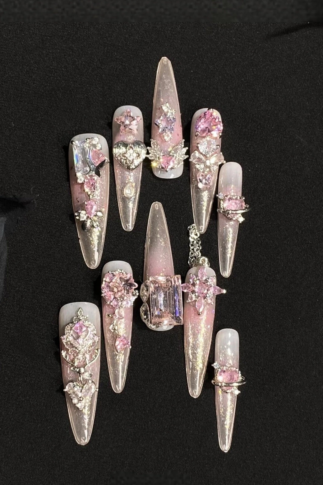 Heart Crush Lolita Handmade Detachable Press-On Nails