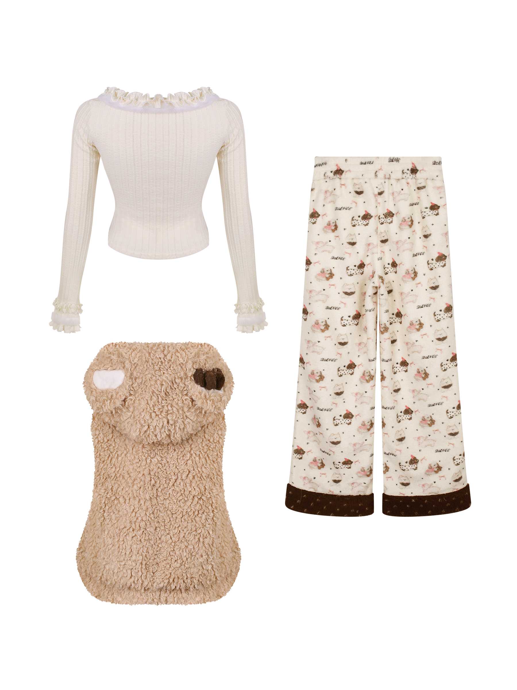 Girly Fashion Kawaii Teddy Bear Plush Outfit Set