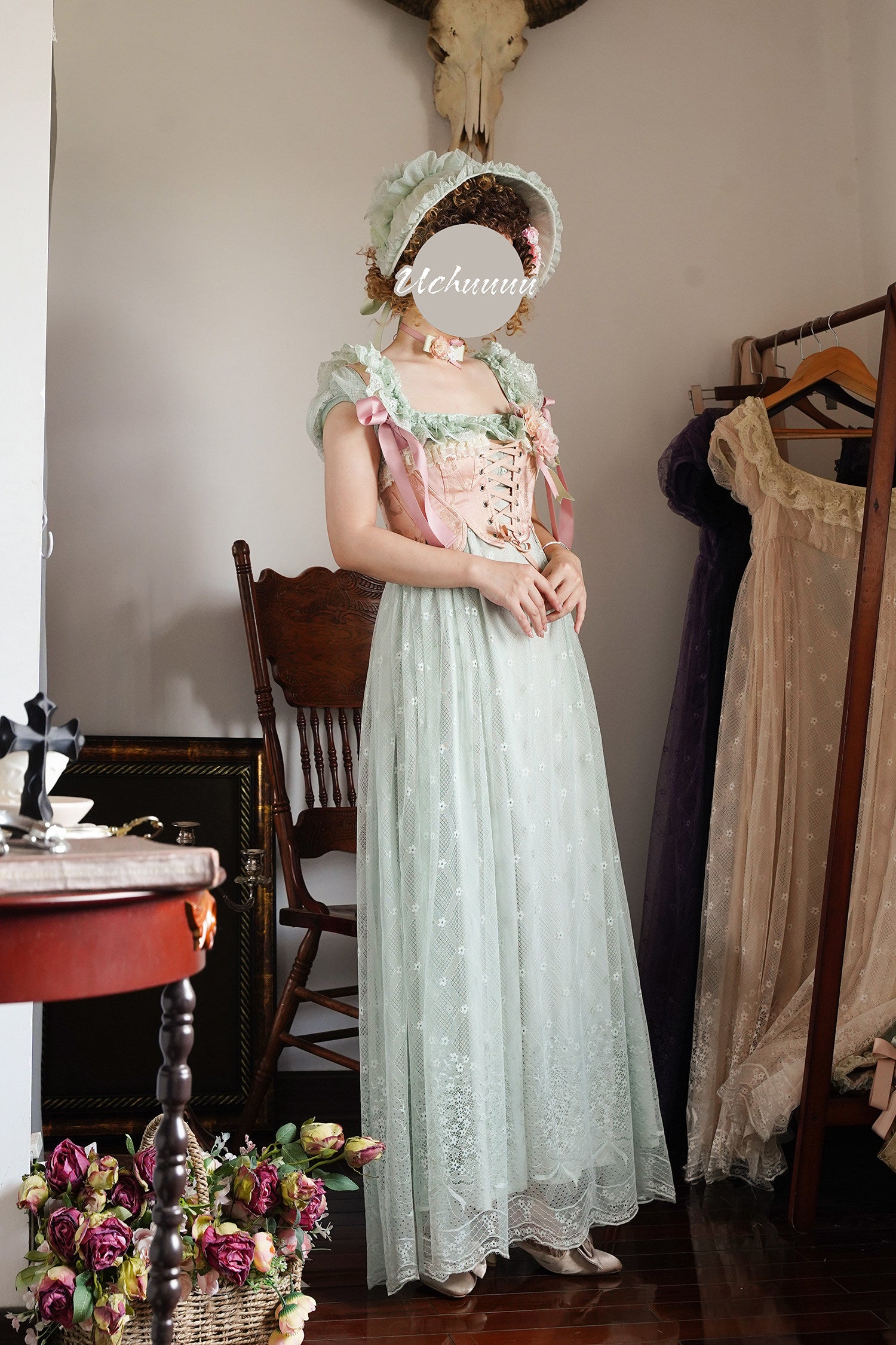 Bathing in Light Green Empire Waist Lolita OP Dress