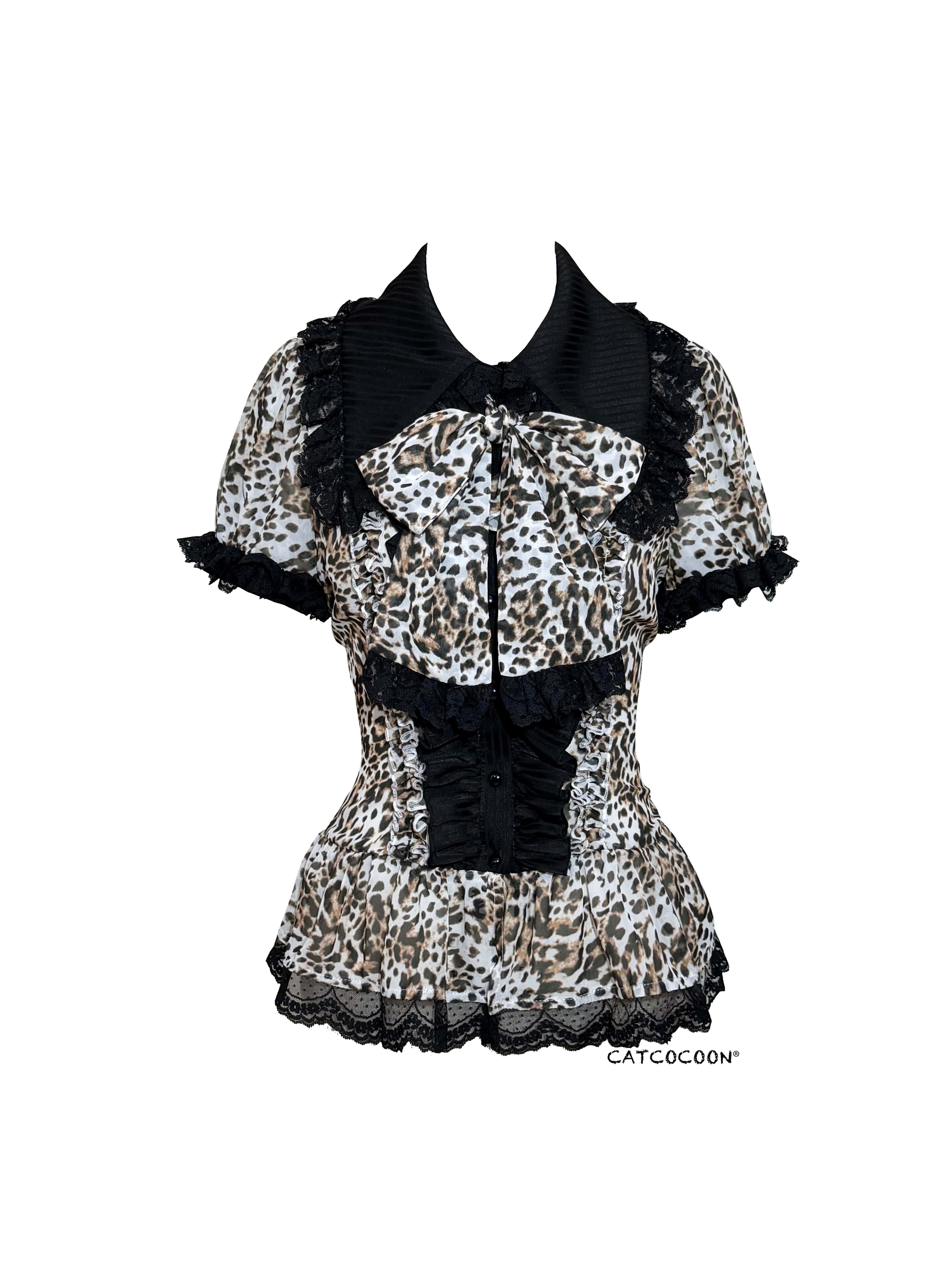 Bengal Cat Gothic Lolita White Blouse & Skirt Set