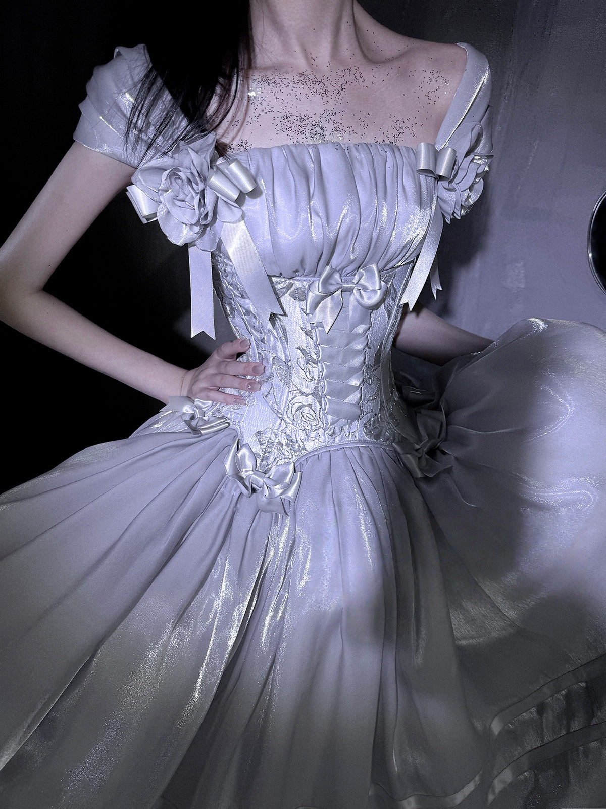Lolita Silver White Satin Ballet Dress LC1010