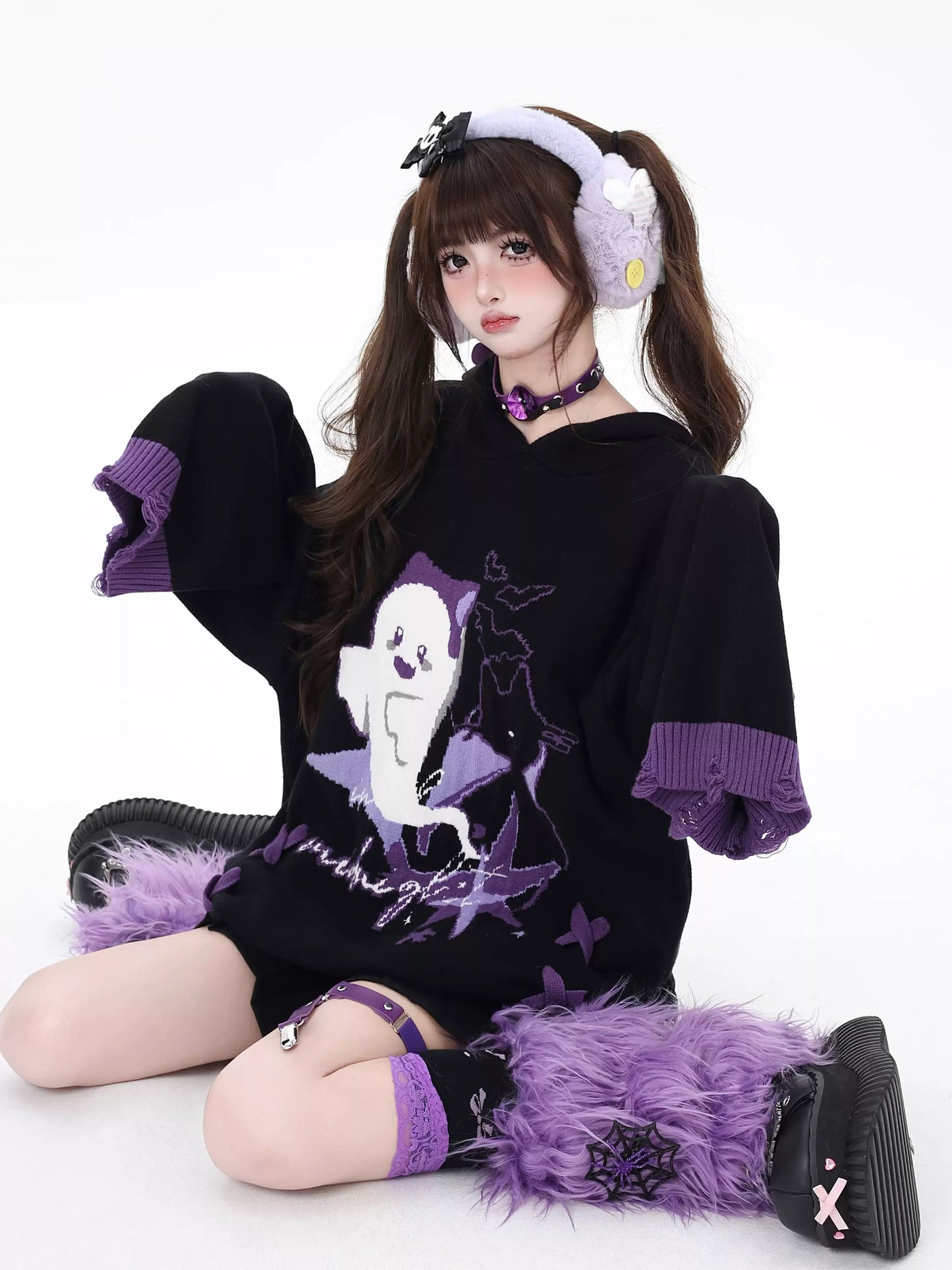 Y2K Ghostie Color-Block Knit Sweater LE1029
