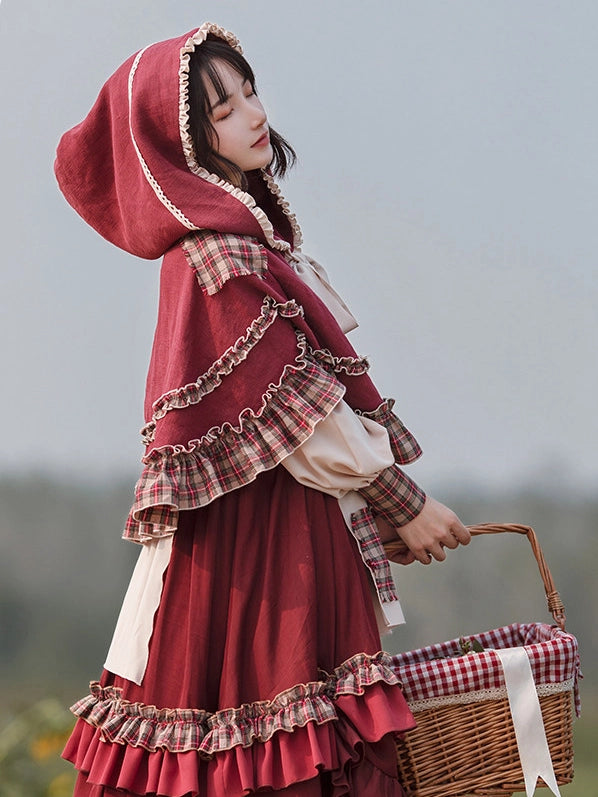 Little Red Riding Hood Original Country Lolita Cape & OP Dress Set