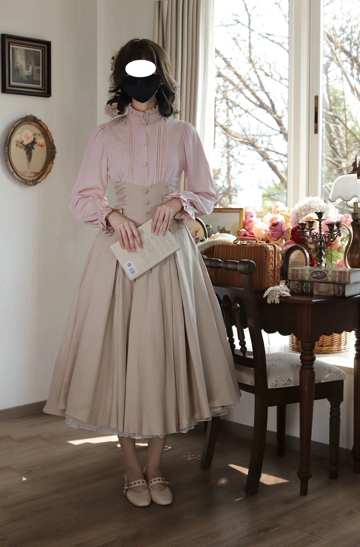 Morning Mist & Letter Paper Stand Collar Classic Lolita Blouse