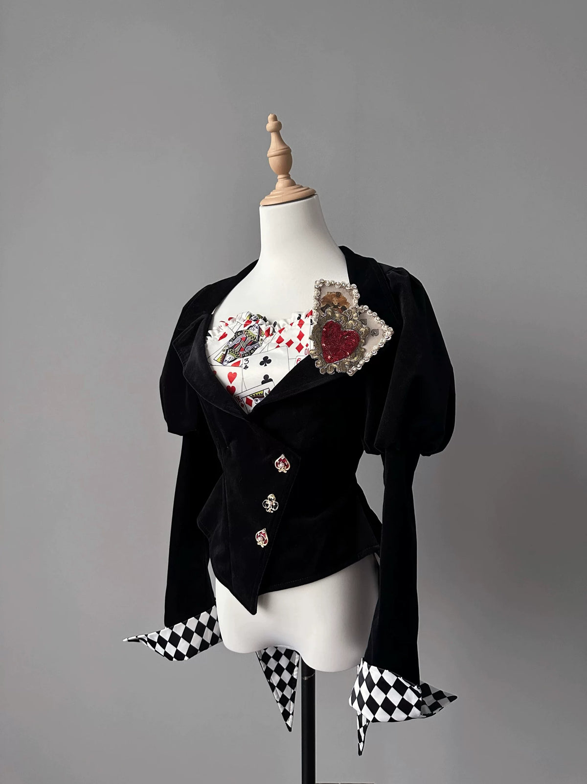 Alice Mr Rabbit Black Velvet Playing Card Ouji Lolita Jacket