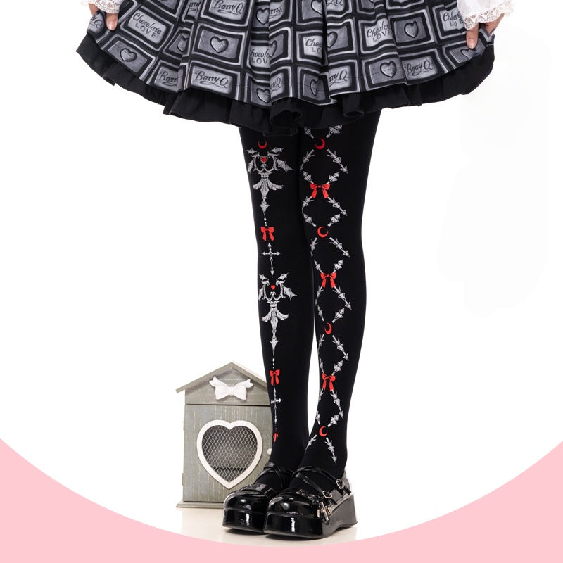 Gothic Lolita Velvet Print Tights