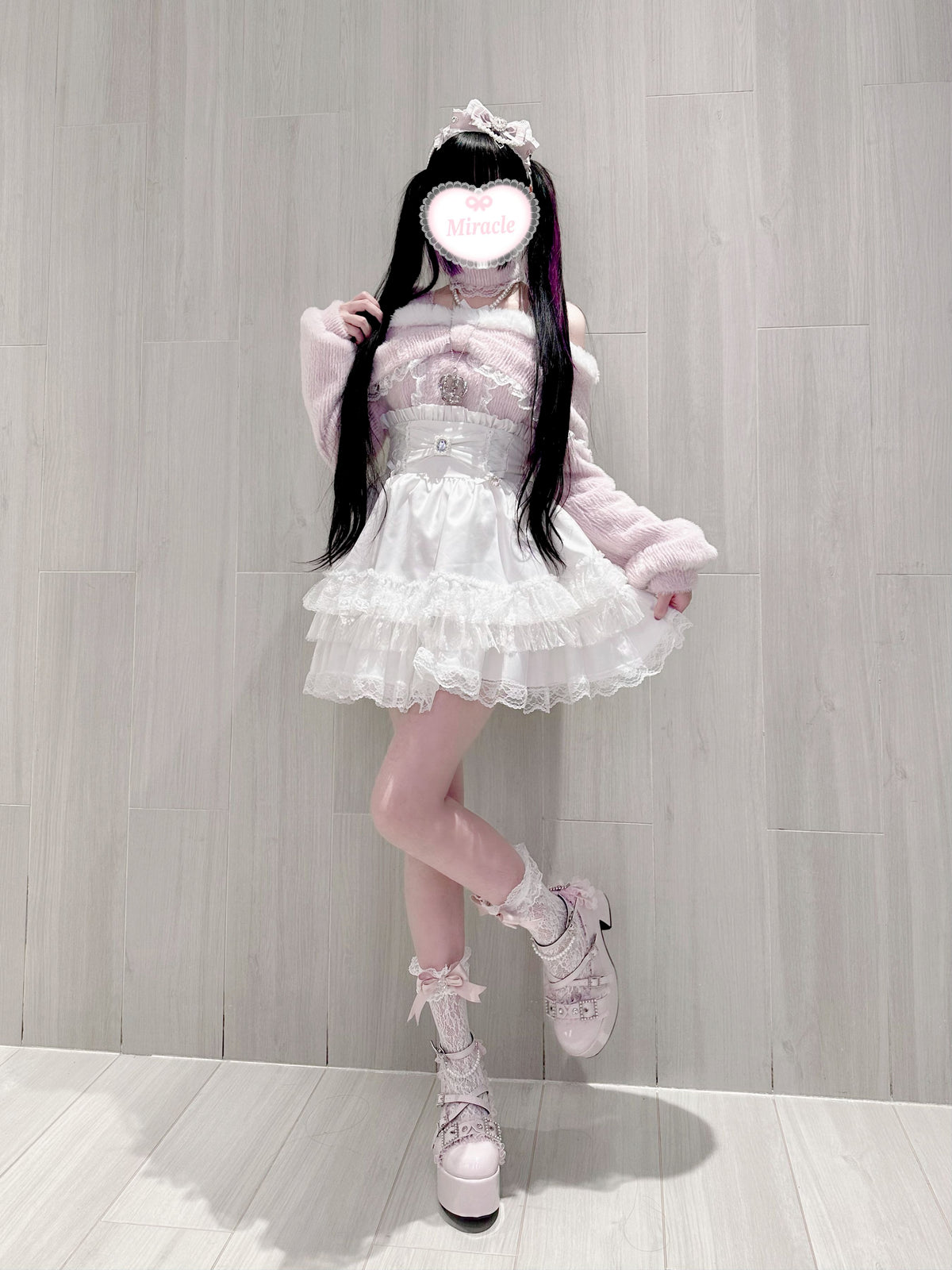 Lace Trim Bow Detail Lolita Mini Half Skirt