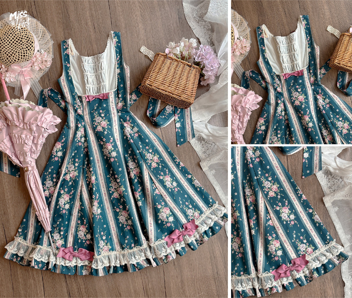 Susans Garden Pastel Floral Empire Waist Lolita JSK Dress Set
