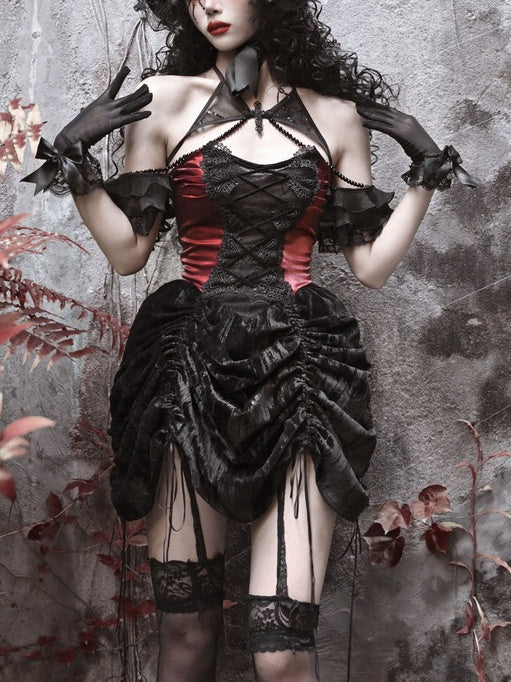 Lolita Gothic Spiderweb Lace-Up Dress LG1045