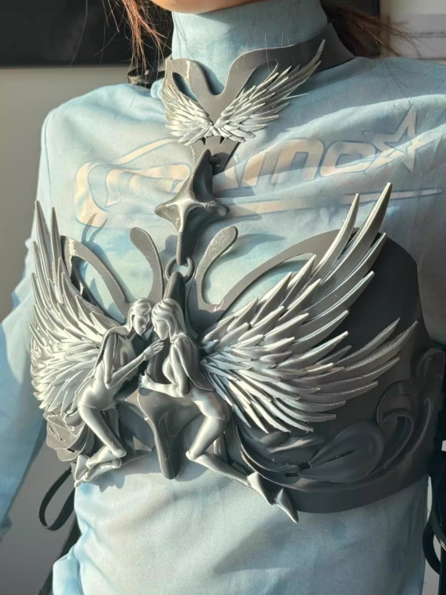 Angel Sculpture 3D Printed Corset Bustier Top