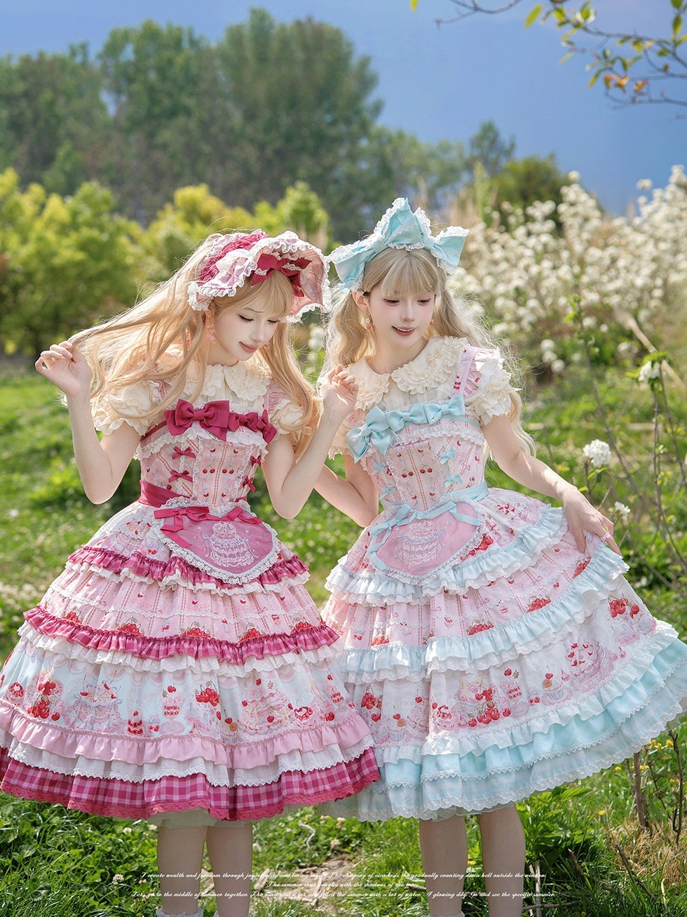 Cherry Cake Lolita Sweet Pink JSK Dress