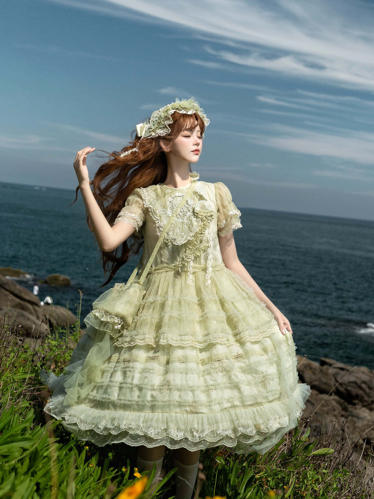 Colored Glaze Jellyfish Lolita Embroidered OP Dress