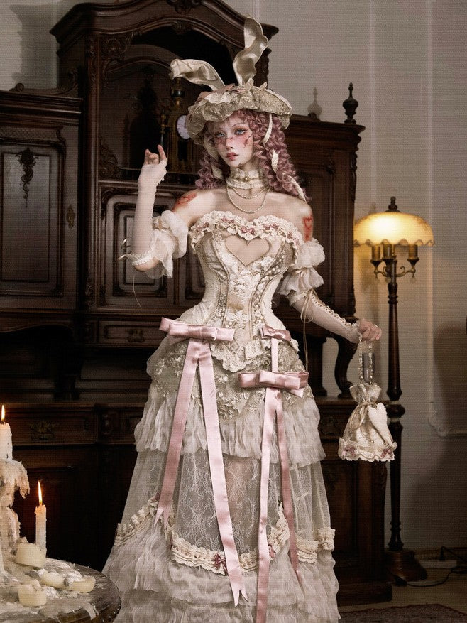 Cupid's Poem Casket Rococo Corset & Train Dress Set