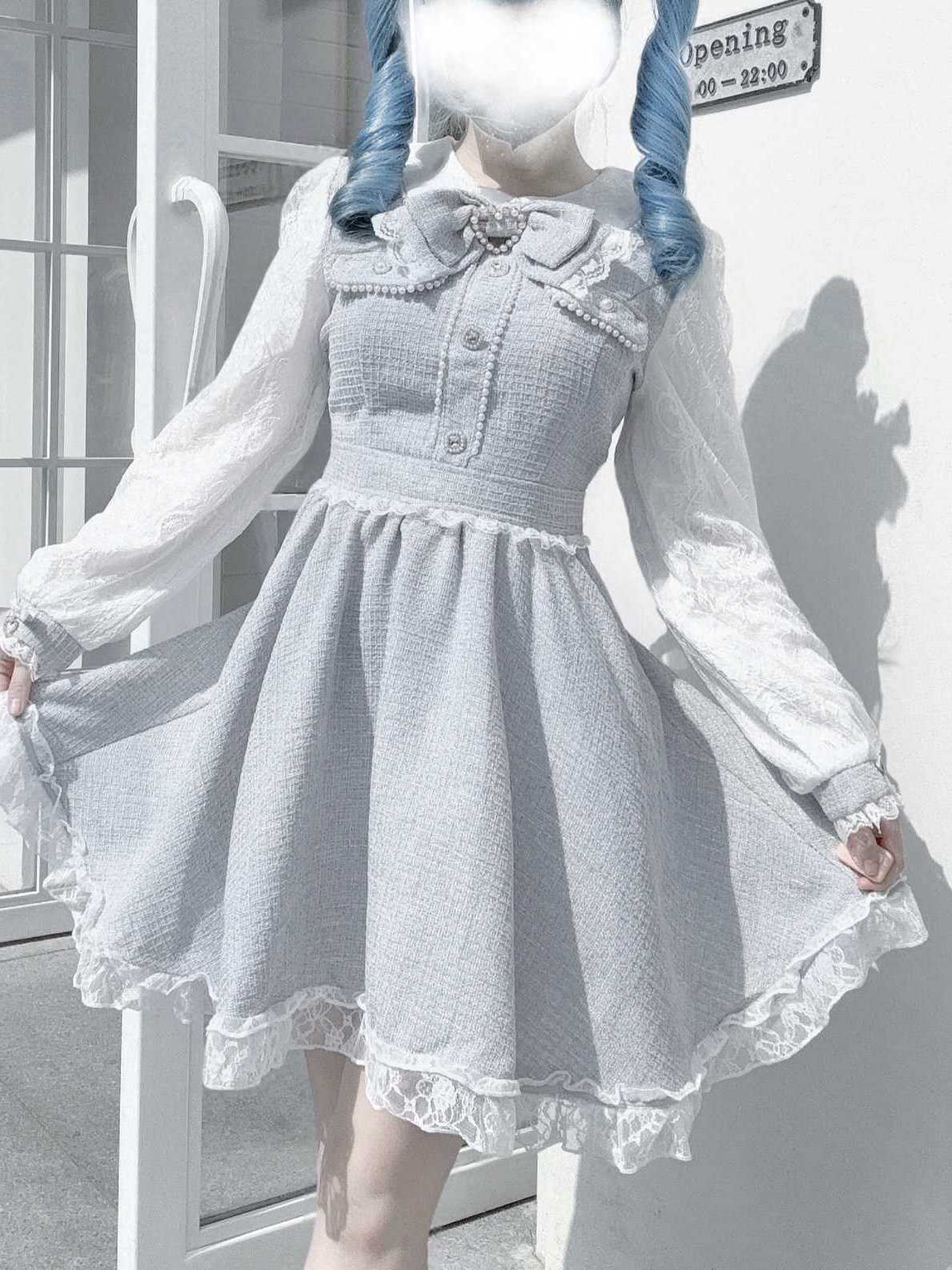 Lolita Japanese-Style Bows Tweed Dress LR1007