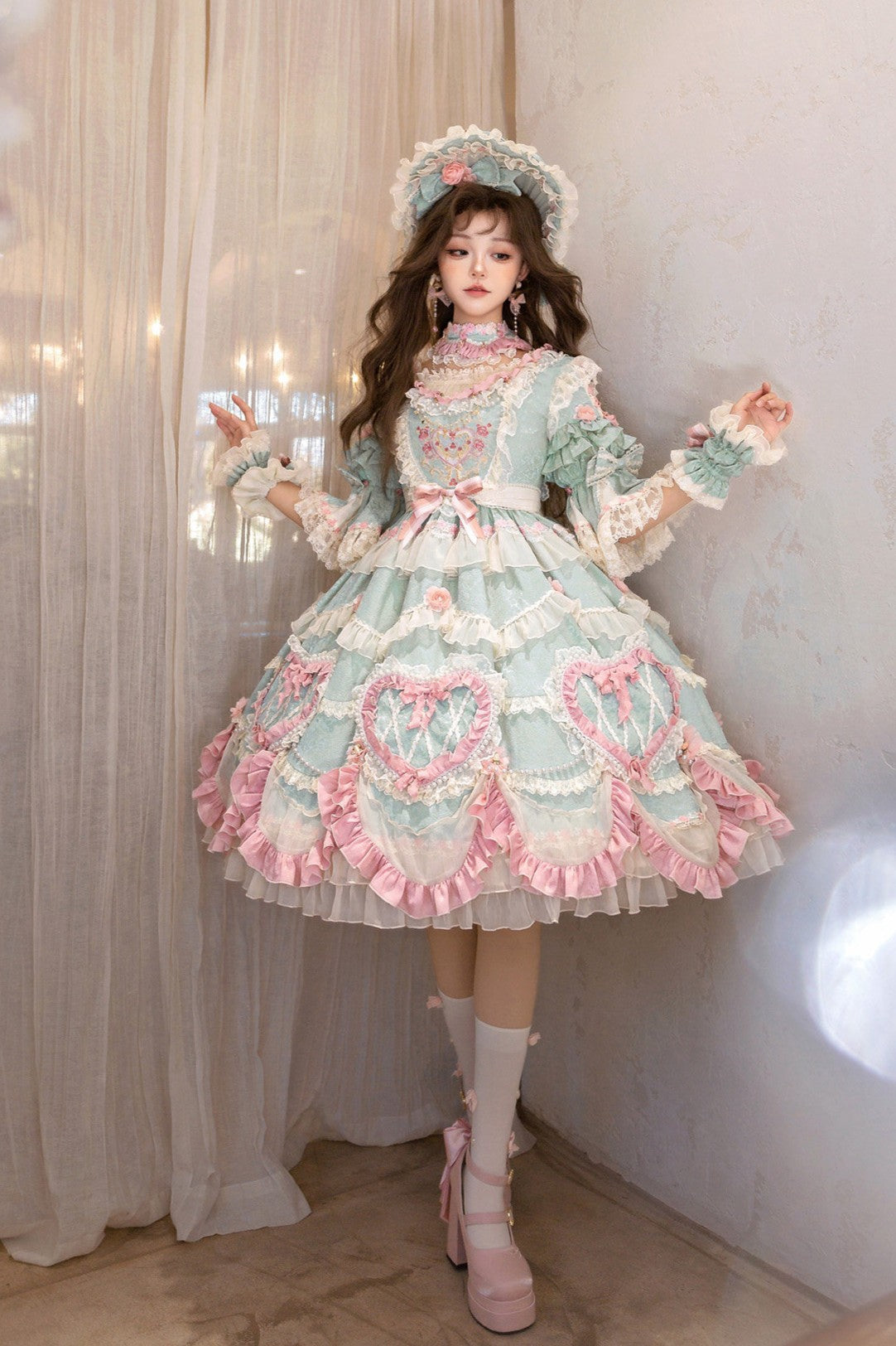 Mint Moonbeam Vintage Cake Lolita OP Dress