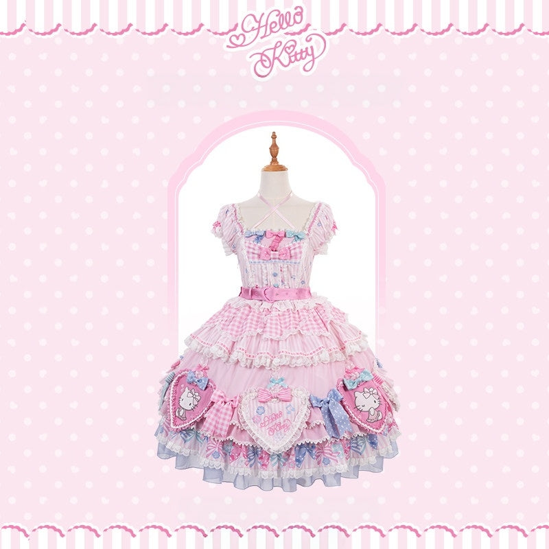 Hello Kitty Bow Theme Collaboration Series Lolita JSK & OP Set