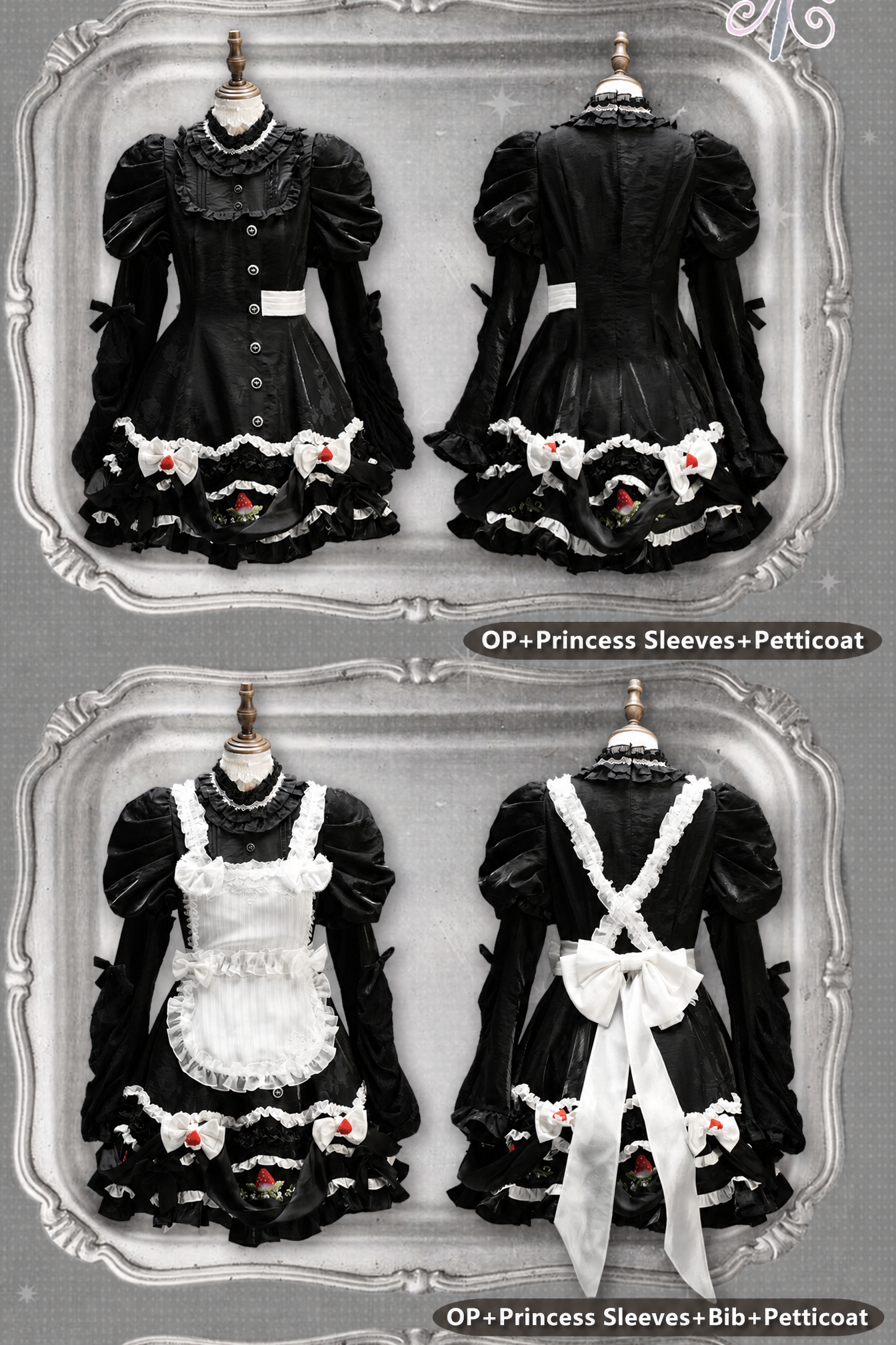 Twilight Berry Princess Gothic Maid Lolita Tiered Embroidered OP Dress