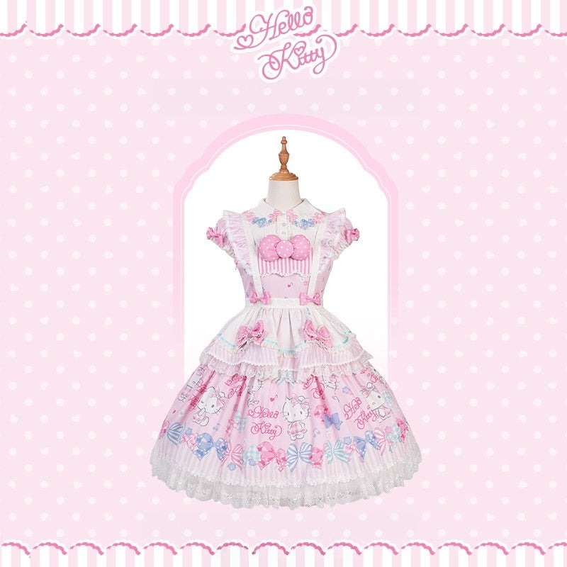 Hello Kitty Bow Theme Collaboration Series Lolita JSK & OP Set