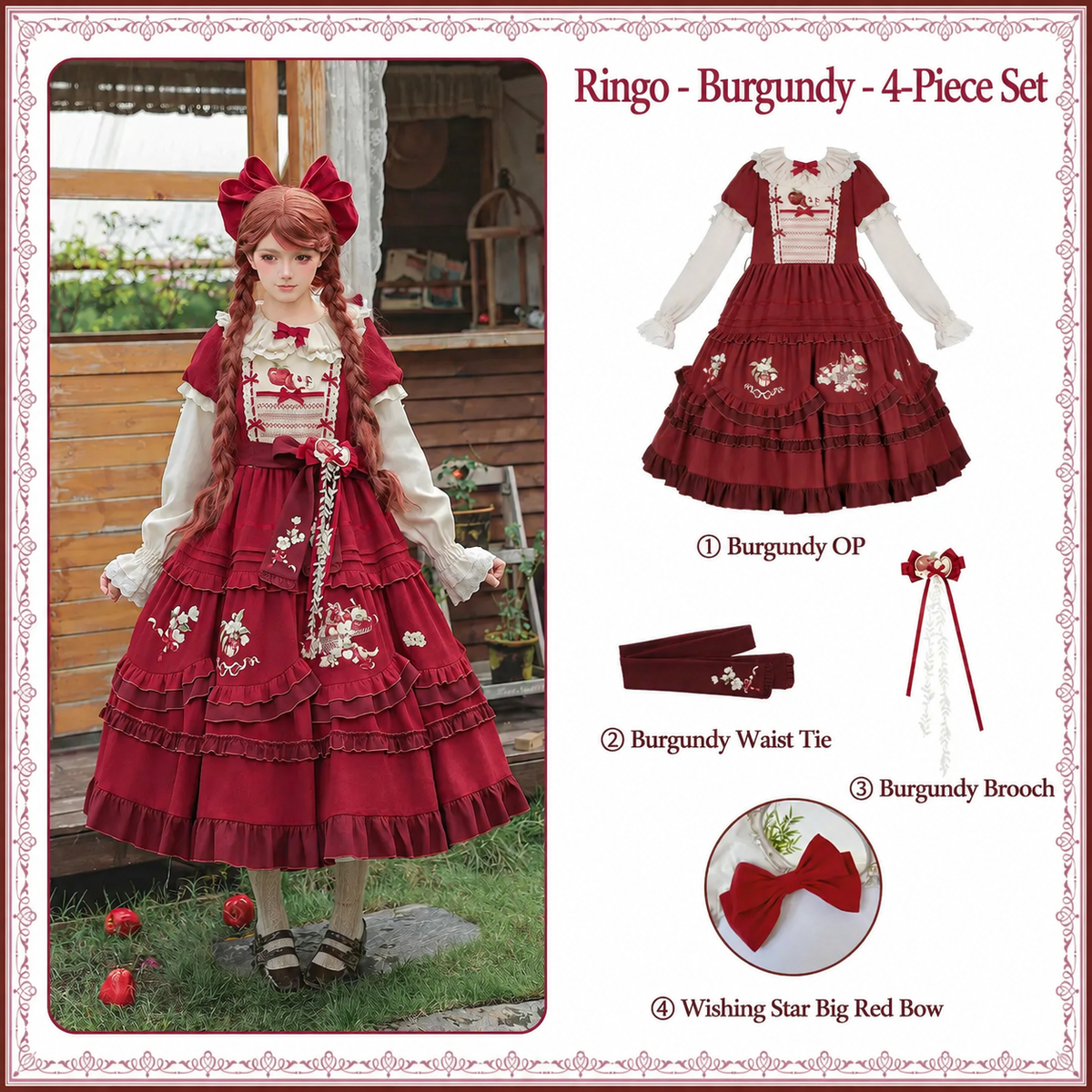 Whisper Lolita Christmas Embroidered Full Flare OP Twin Dress