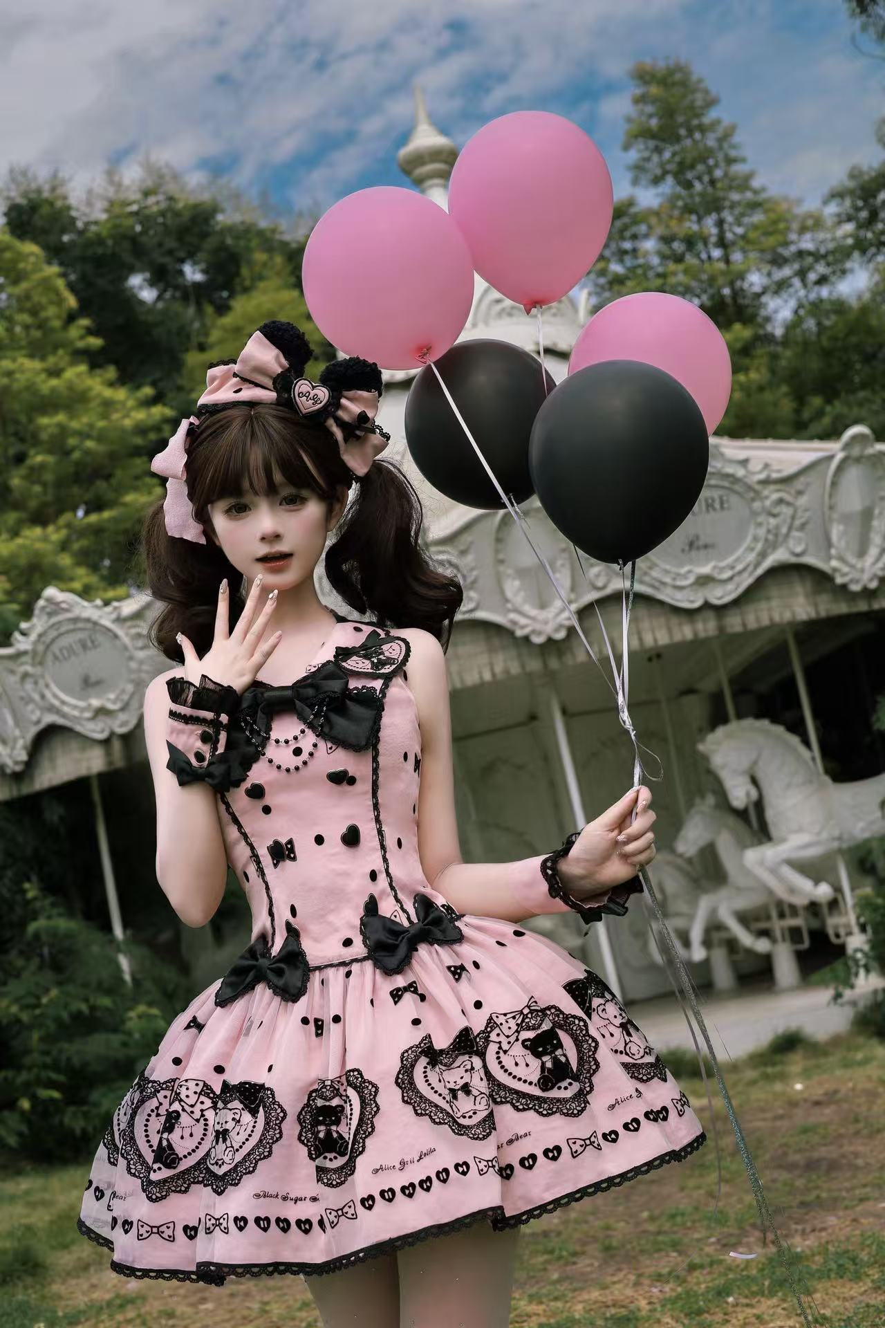 Black Sugar Bear Lolita Pink Dress