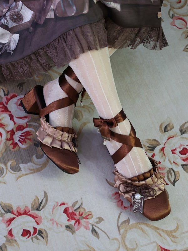 Lolita Sweet French Style Block Heel Mule Shoes