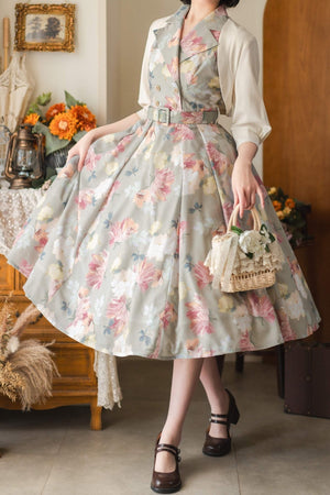 Afternoon Forest French Hepburn - Style Dress 1255 - LolitaEraGreen flower stemSAfternoon Forest French Hepburn - Style Dress 1255
