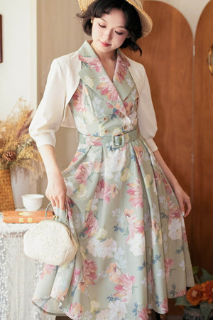 Afternoon Forest French Hepburn - Style Dress 1255 - LolitaEraGreen flower stemSAfternoon Forest French Hepburn - Style Dress 1255