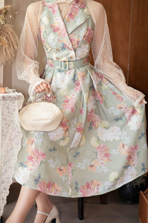 Afternoon Forest French Hepburn - Style Dress 1255 - LolitaEraGreen flower stemSAfternoon Forest French Hepburn - Style Dress 1255