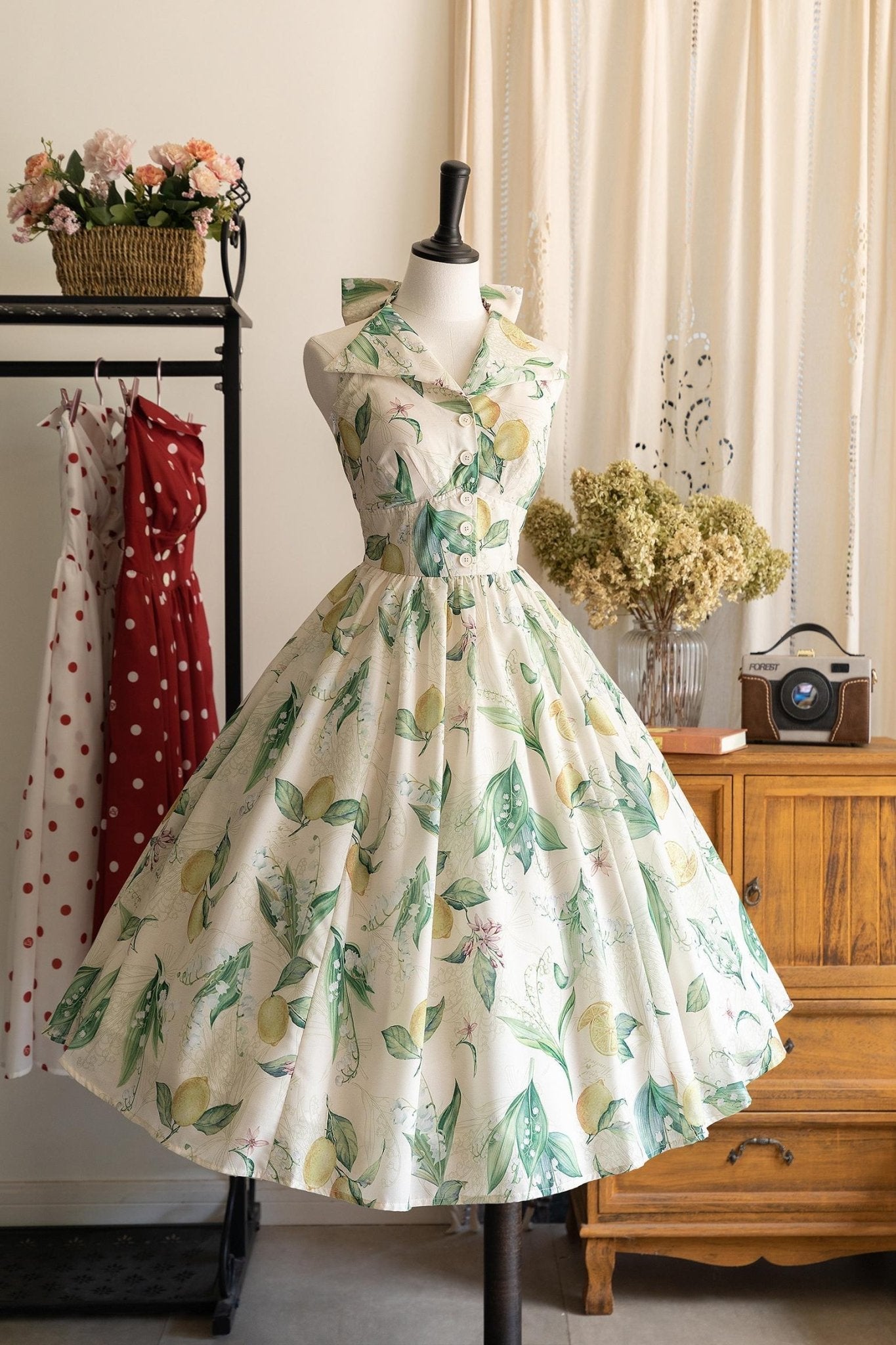 Afternoon Forest French Vintage Lemon Dress 1291 - LolitaEraLemonSAfternoon Forest French Vintage Lemon Dress 1291
