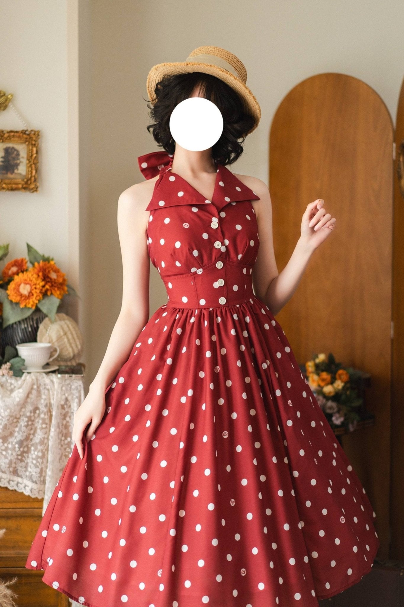 Afternoon Forest French Vintage Red Dress 1250 - LolitaEraRedSAfternoon Forest French Vintage Red Dress 1250