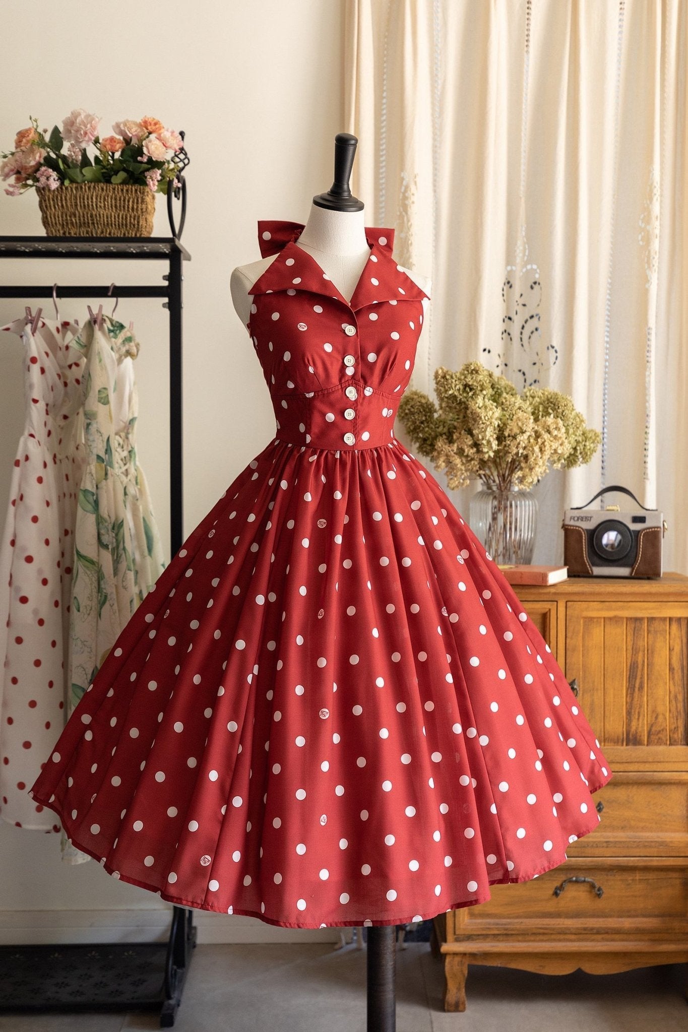 Afternoon Forest French Vintage Red Dress 1250 - LolitaEraRedSAfternoon Forest French Vintage Red Dress 1250