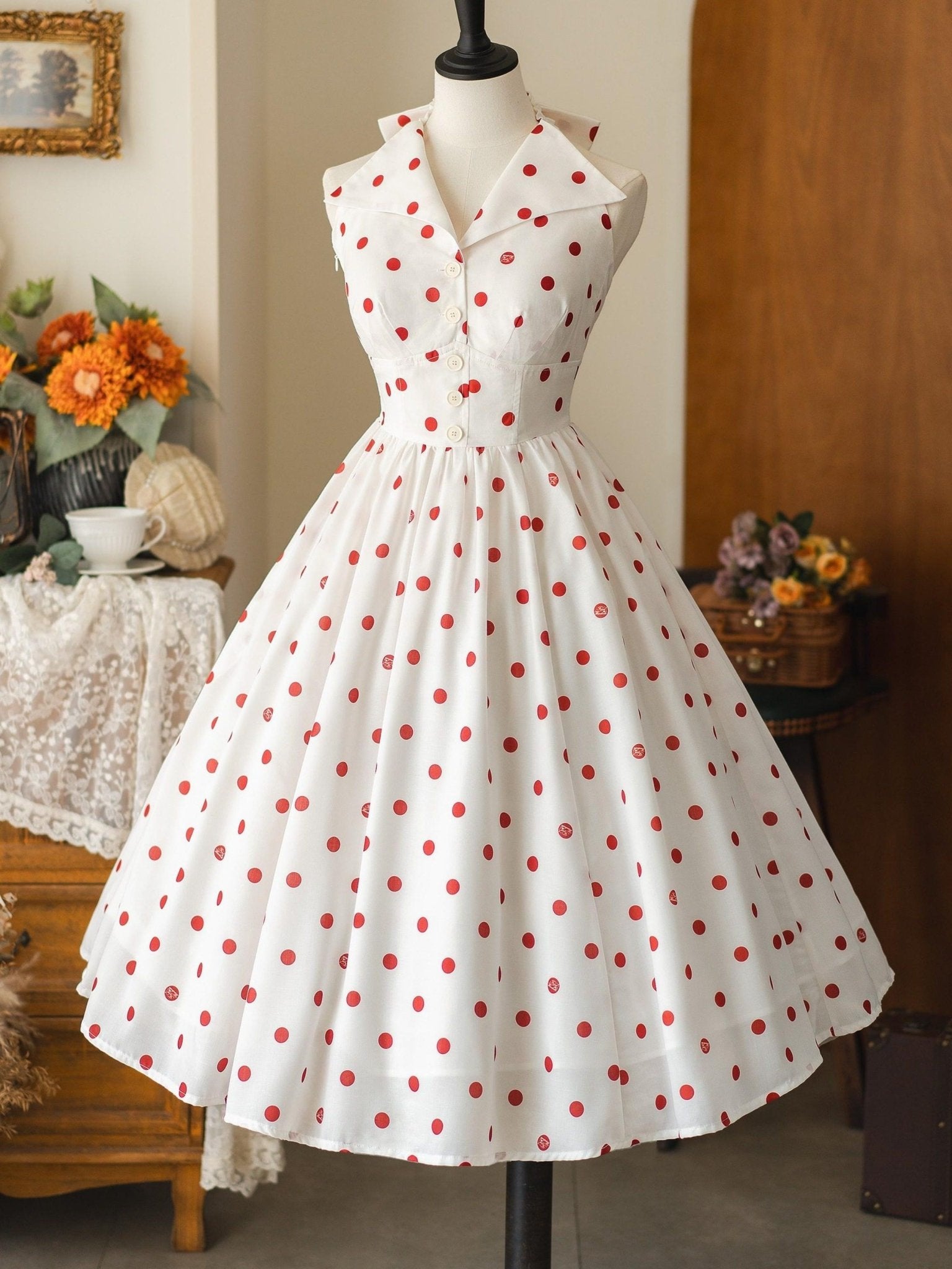 Afternoon Forest French Vintage White Dress 1290 - LolitaEraWhiteSAfternoon Forest French Vintage White Dress 1290