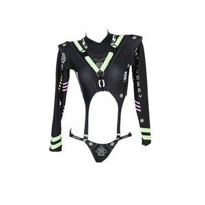 Agent 01 Dark Punk Cyber Bodysuit - LolitaEraBlackOne sizeAgent 01 Dark Punk Cyber Bodysuit