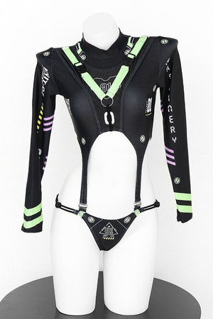 Agent 01 Dark Punk Cyber Bodysuit - LolitaEraBlackOne sizeAgent 01 Dark Punk Cyber Bodysuit