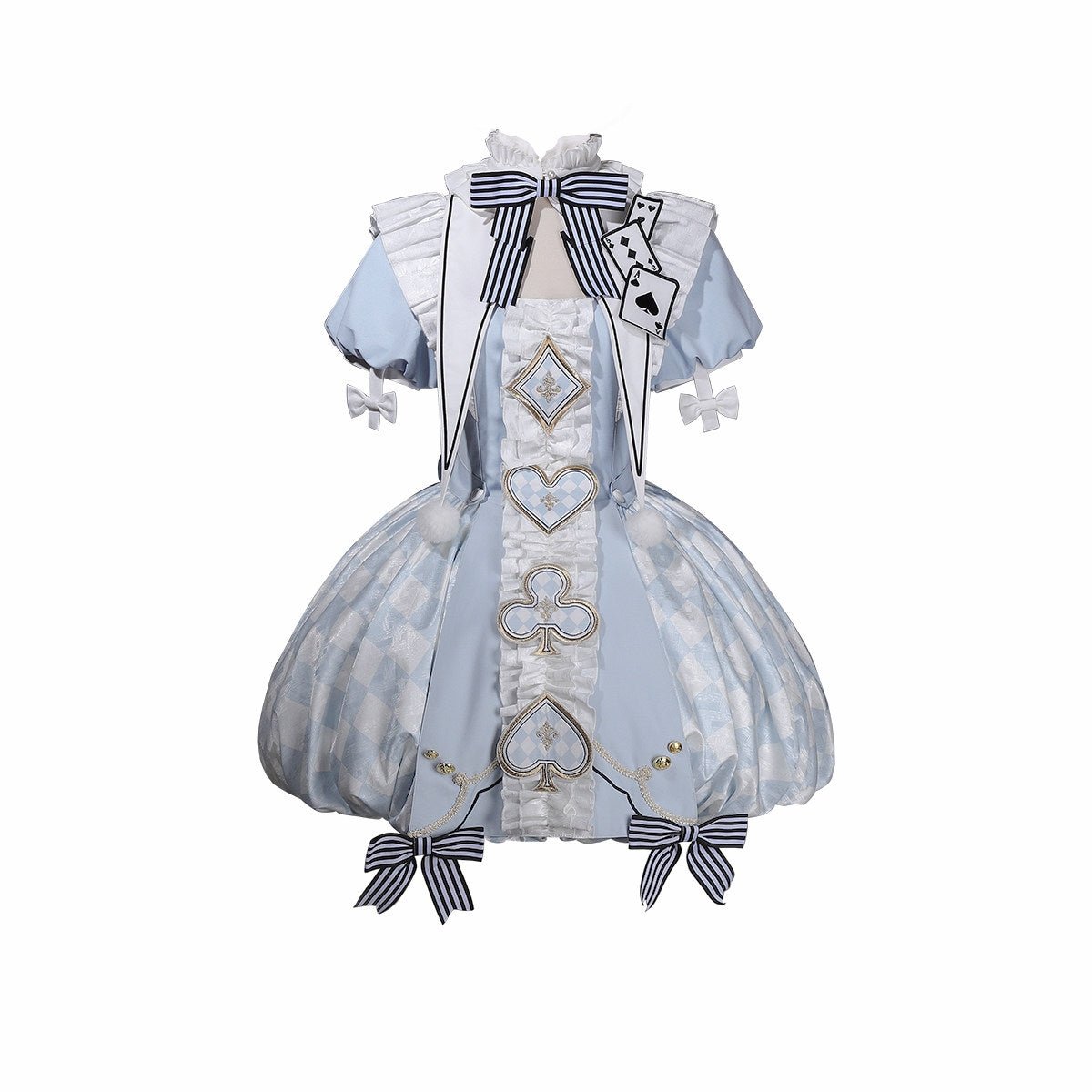 Alice Blue Playing Card Embroidery Fantasy Lolita Dress - LolitaEra