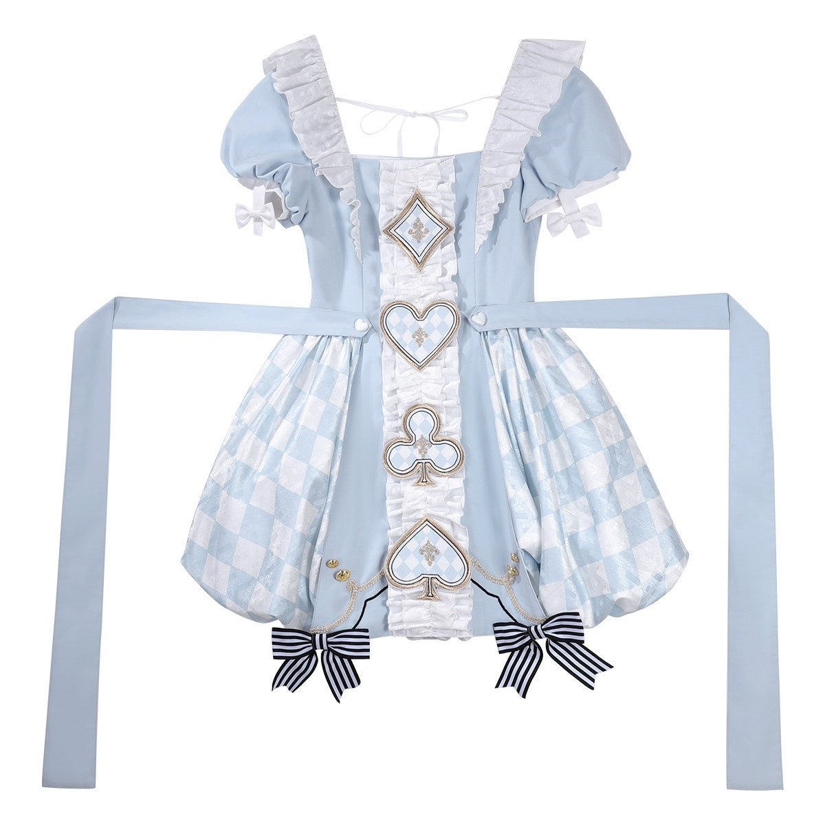 Alice Blue Playing Card Embroidery Fantasy Lolita Dress - LolitaEra