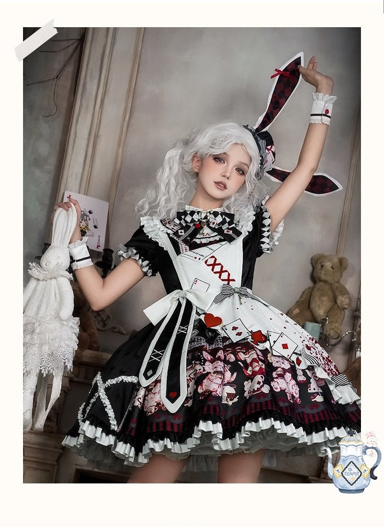 Alice Lolita Black & Red OP Dress 1299 - LolitaEraBlack & Red OPSAlice Lolita Black & Red OP Dress 1299