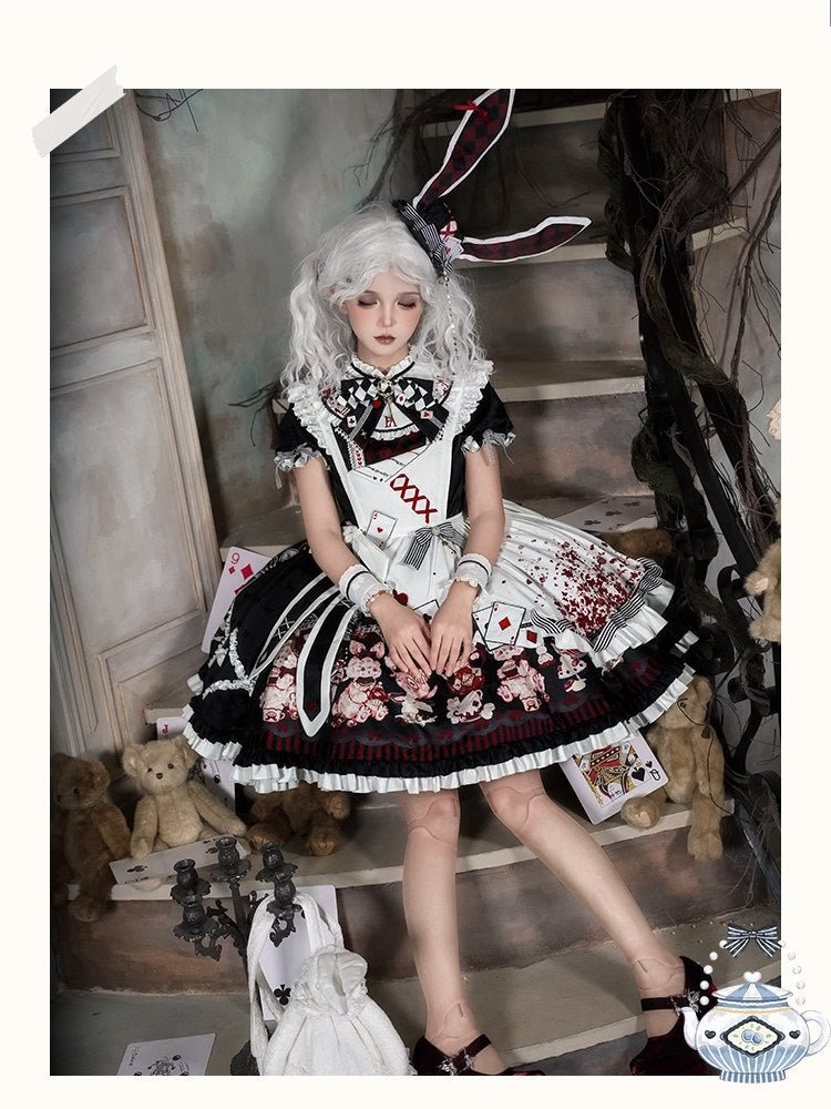 Alice Lolita Black & Red OP Dress 1299 - LolitaEraBlack & Red OPSAlice Lolita Black & Red OP Dress 1299