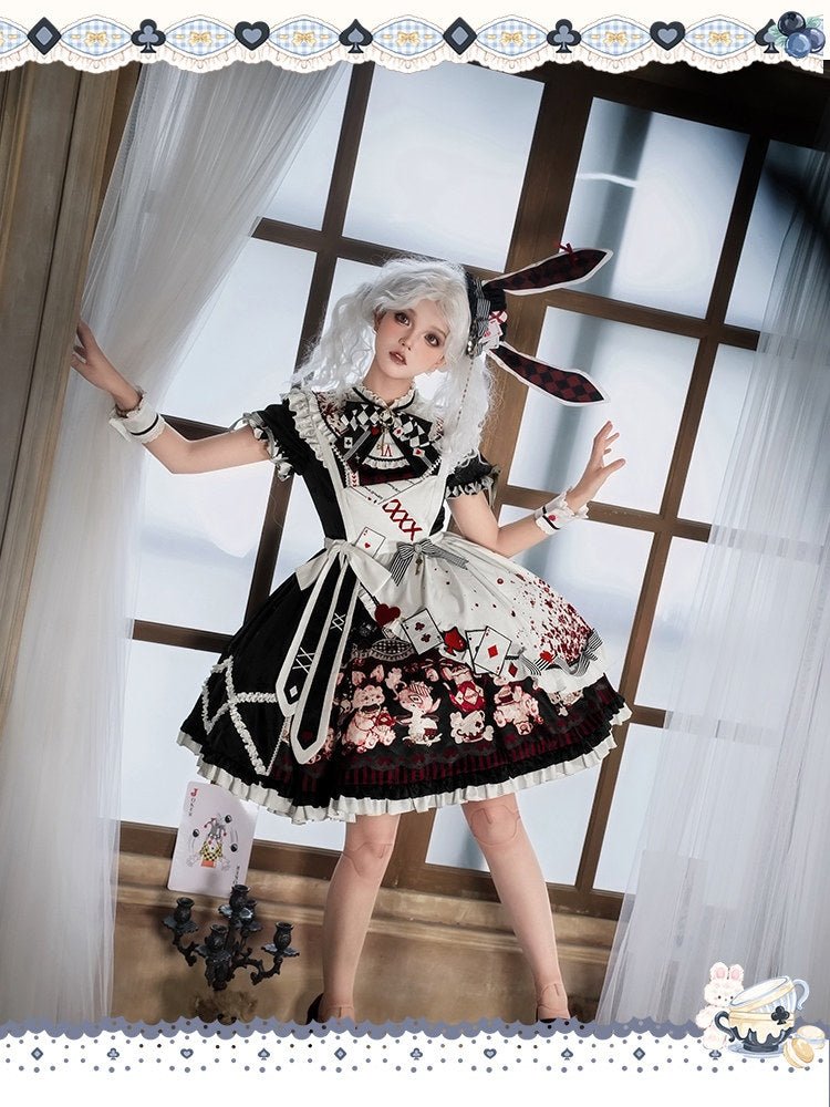 Alice Lolita Black & Red OP Dress 1299 - LolitaEraBlack & Red OPSAlice Lolita Black & Red OP Dress 1299