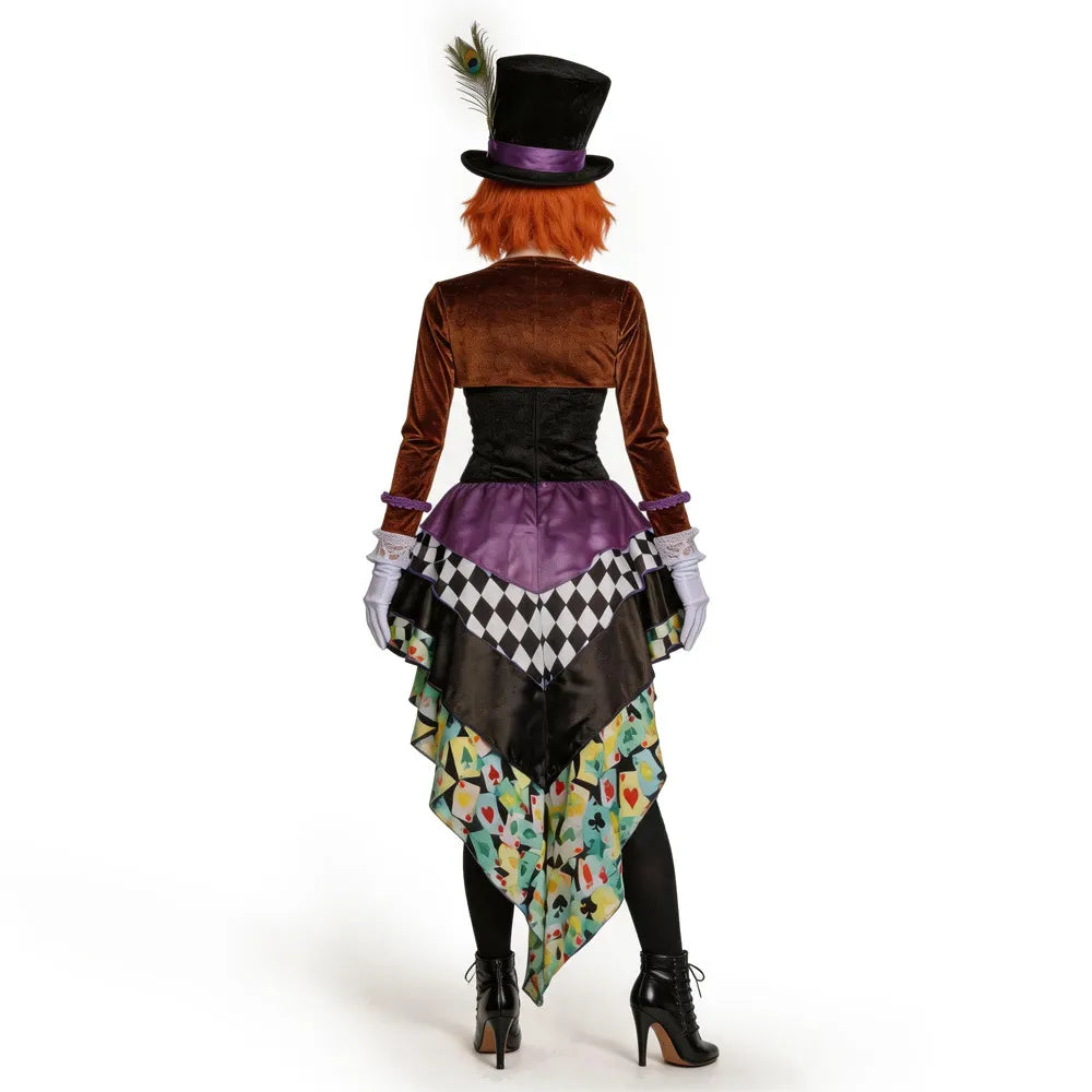 Alice's Crazy Hat Cosplay Costume Halloween Roleplay Outfit Female Magician Tamer Uniform