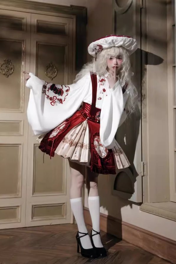 Amanita Gothic Hanfu Set 1214 - LolitaEraWhite long shirtSAmanita Gothic Hanfu Set 1214