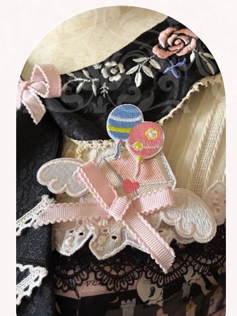 Angel Post Office Print Lolita OP Dress - LolitaEraBlack Pink OPSAngel Post Office Print Lolita OP Dress
