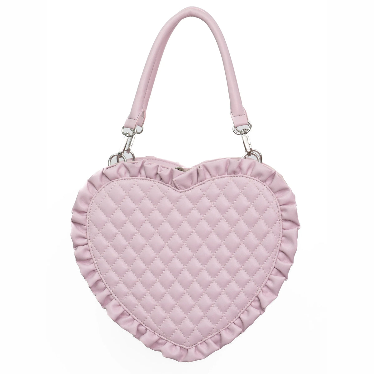 Angel's Heart Chamber Shaped Lolita Ruffle Bow Ita Shoulder Bag Pink Black - LolitaEra