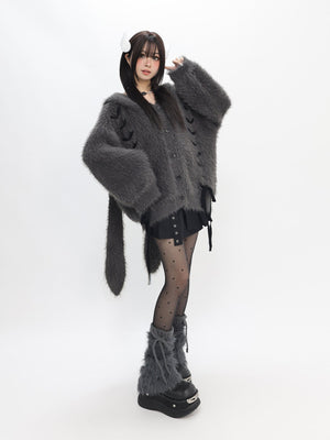 Angora Giant Rabbit Faux Mink Fur Thick Sweater - LolitaEraGraySAngora Giant Rabbit Faux Mink Fur Thick Sweater